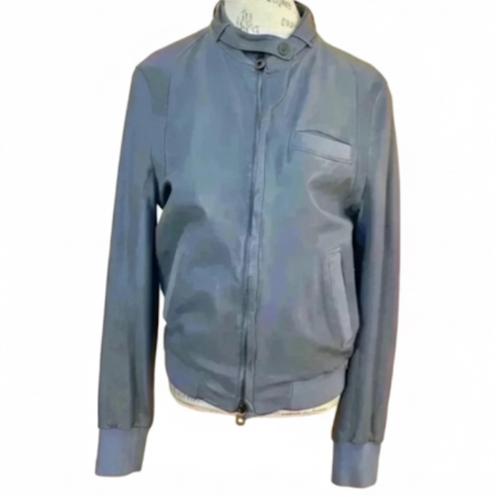 Bally Of Switzerland Vintage Gray/Blue Leather Jacket Size 42 US Large